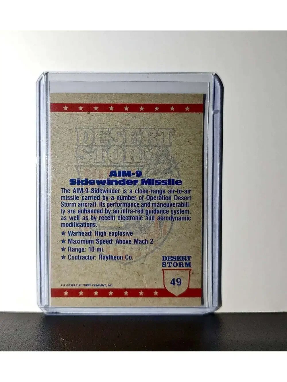 The Sidewinder Missile 1991 Topps Desert Storm #49 Card - Picture 2 of 10